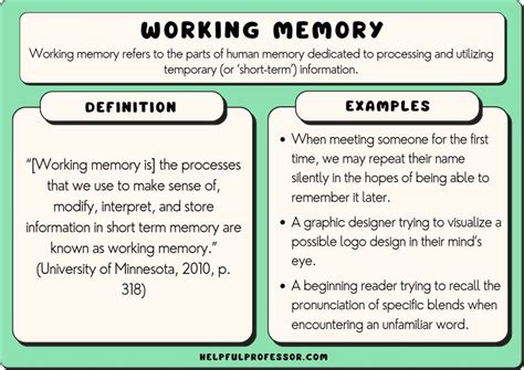 What is an example of a working memory?