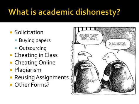 What is an example of academic dishonesty in college?