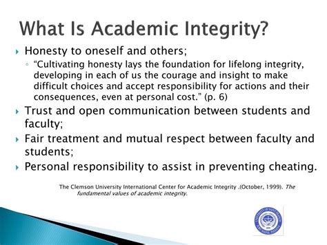 What is an example of academic integrity?