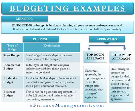 What is an example of budgeting?