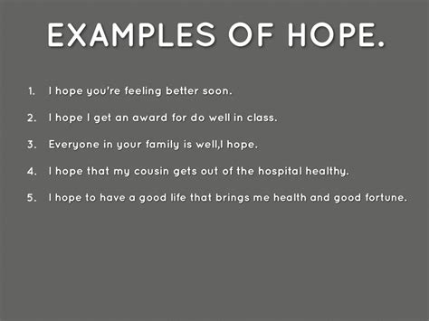What is an example of hope?