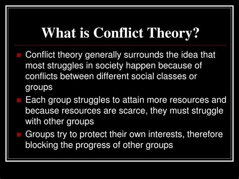 What is an example of social conflict theory?