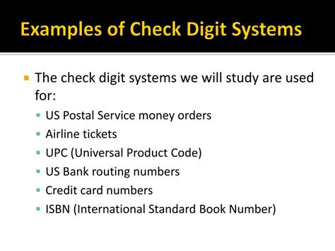 What is an example of where check digits are used?