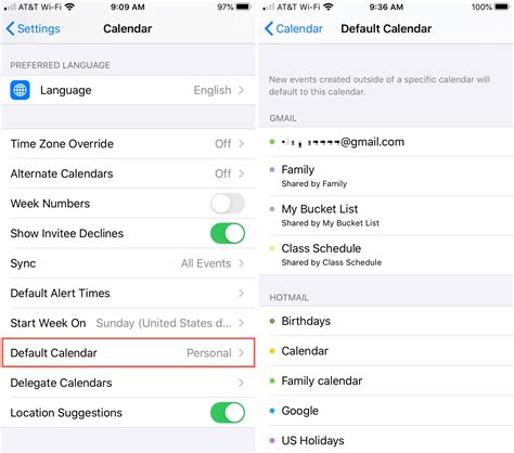 What is default calendar on iPhone?