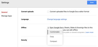 What is density in Google Drive?