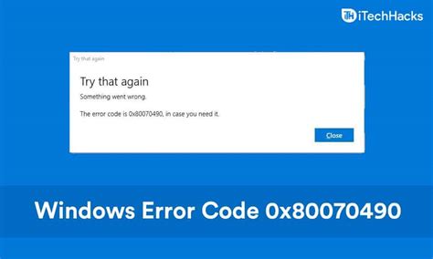 What is error code 80070490?