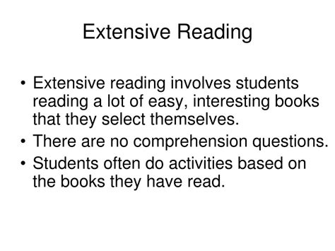 What is extensive reading characteristics?