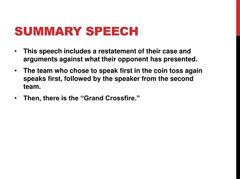 What is final summary in speech?