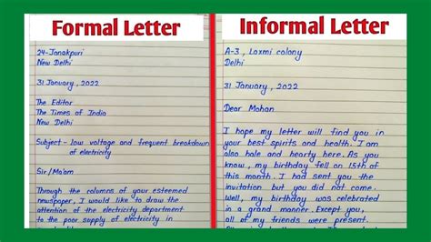 What is formal and informal letter?