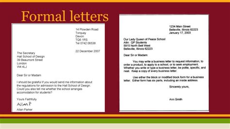 What is informal and formal letter?