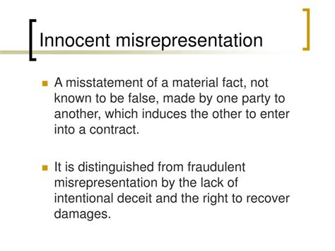 What is innocent misrepresentation?