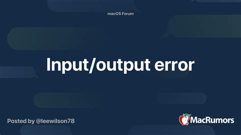 What is input output error on Macbook Air?