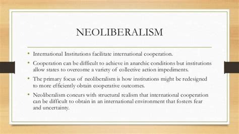What is neoliberalism in IR?