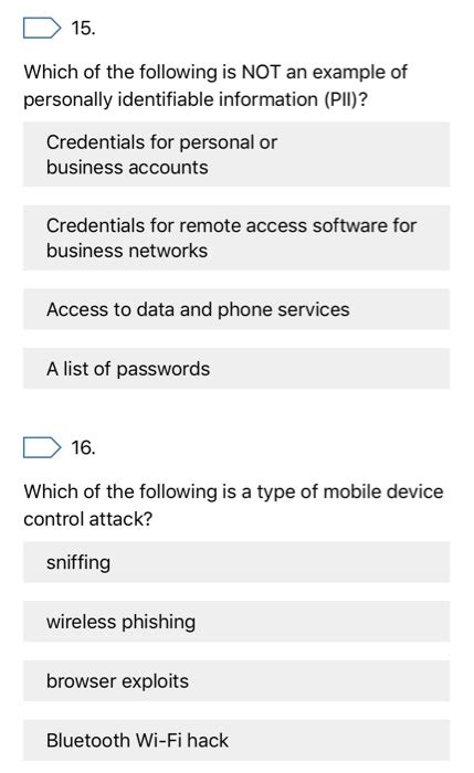 What is not an example of a PII?