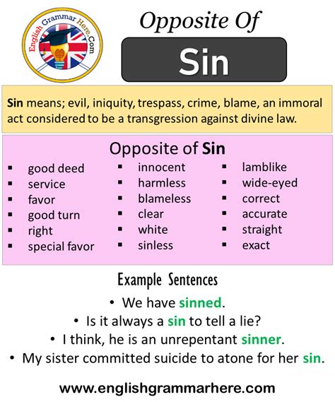 What is opposite in sin?