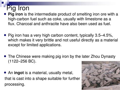 What is pig iron in chemistry?