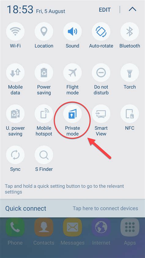 What is private mode on Samsung?
