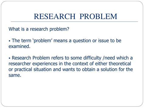 What is problem definition in research?