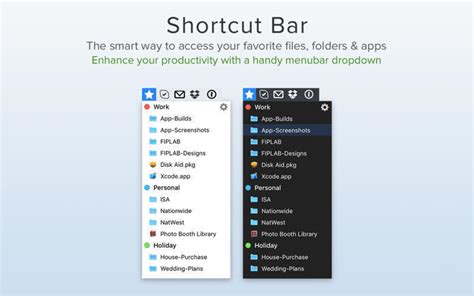 What is shortcut bar?