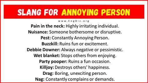 What is slang for annoying person?