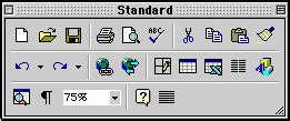 What is standard toolbar?