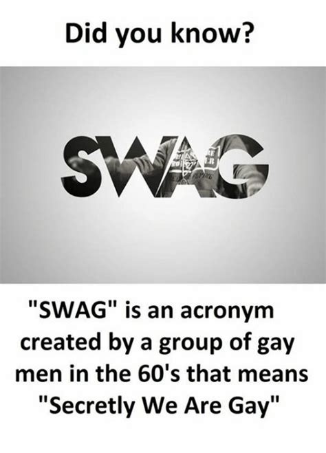 What is swag slang for?