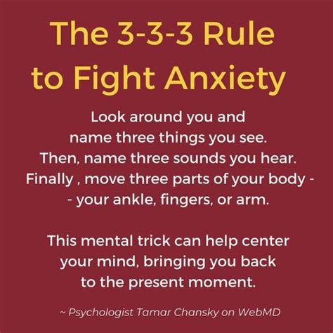 What is the 3 3 3 rule anxiety?
