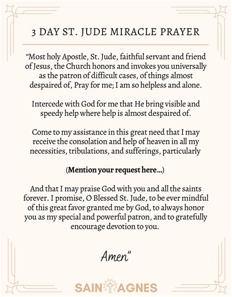 What is the 3 day miracle prayer never known to fail?