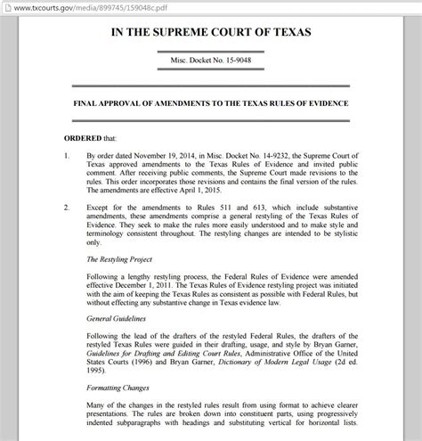What is the 613 rule of evidence in Texas?
