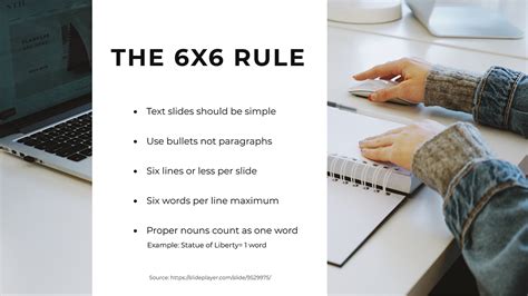 What is the 6x6 rule means 6 sentences per bullet point and 6 slides?