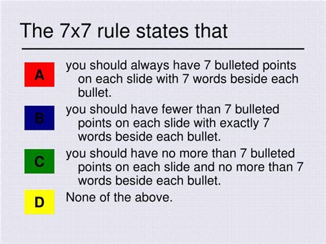 What is the 7 7 7 presentation rule?