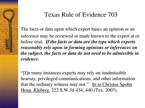 What is the 703 rule of evidence in Texas?