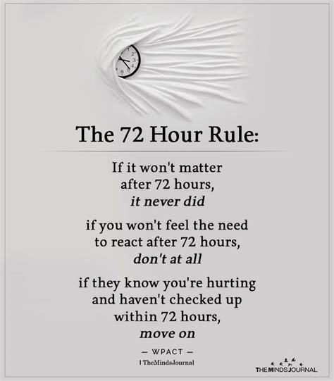 What is the 72 hour rule break up?