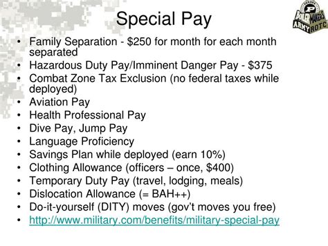 What is the Army special pay?
