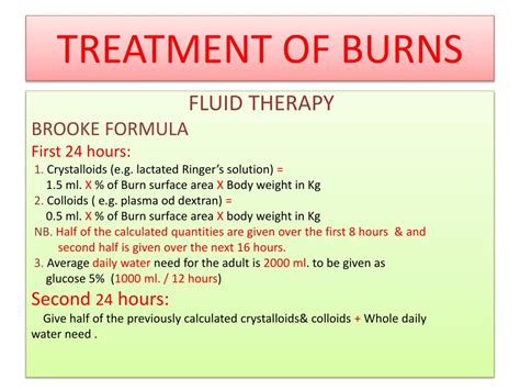 What is the Brooks formula for burns?
