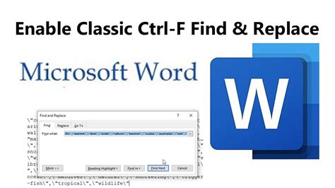 What is the Ctrl F function in Microsoft Word?
