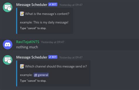 What is the Discord bot that sends messages?