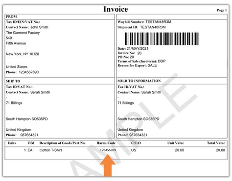 What is the HS code on a shipping invoice?