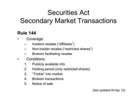 What is the Rule 144 of the Securities Act?