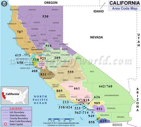 What is the area code in California?