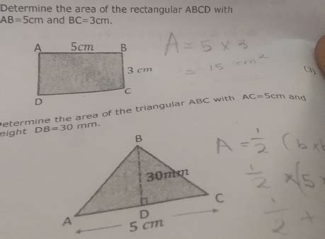 What is the area of 3cm and 5cm?