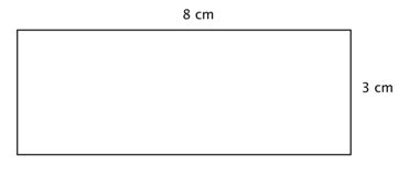 What is the area of 8 cm and 3cm?