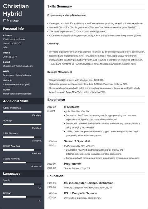 What is the best layout for a CV?