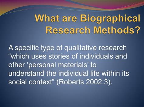 What is the biographical method of teaching?