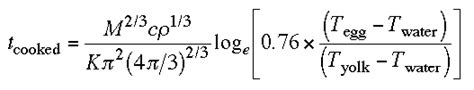 What is the chemical equation for boiling an egg?