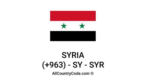 What is the code number of Syria?