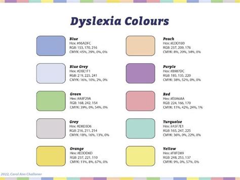 What is the color for dyslexia?