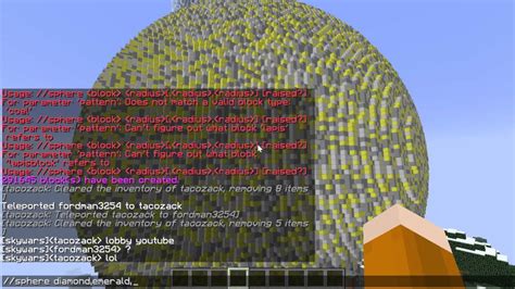 What is the command to make a sphere in Minecraft?