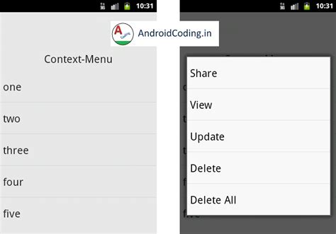 What is the contextual menu in Android?