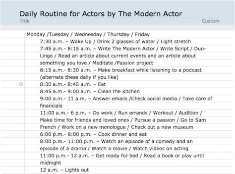 What is the daily schedule for Broadway actors?